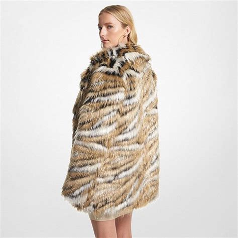 Metallic Tiger Jacquard Faux Fur Coat 